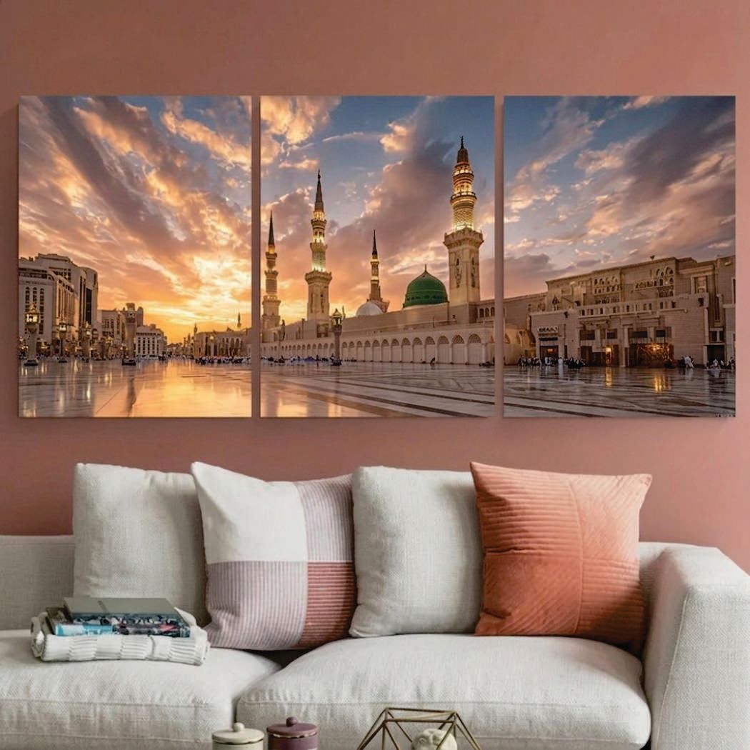 3-Piece Wall Art Set - Masjid-e-Nabwi Design