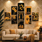 Set of 9 Aesthetic Yellow Wall Art Frames (MDF) For Home And Office Decor